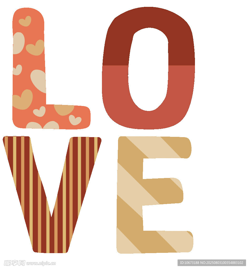 爱心图案组成的LOVE字样