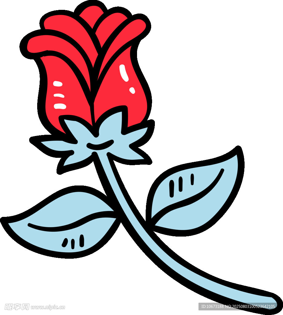 手绘红色玫瑰花图案