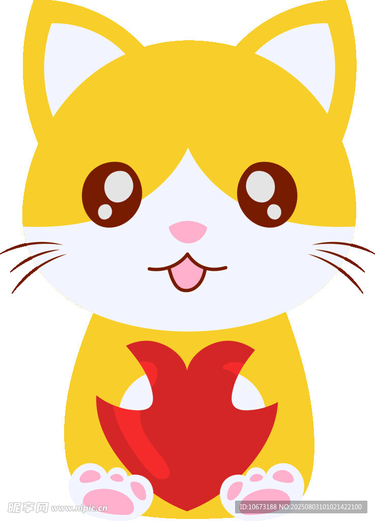 可爱小猫抱红心