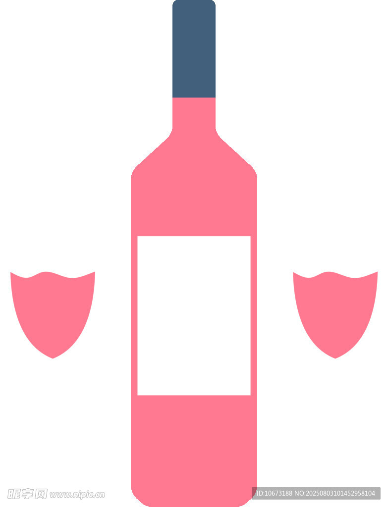 粉色酒瓶与酒杯图标