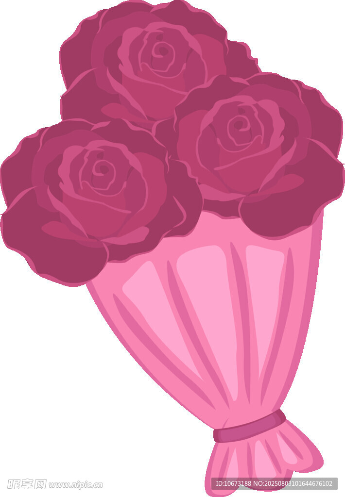 粉色玫瑰手捧花插画