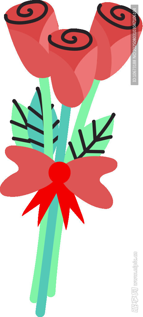 手绘红色花朵插画