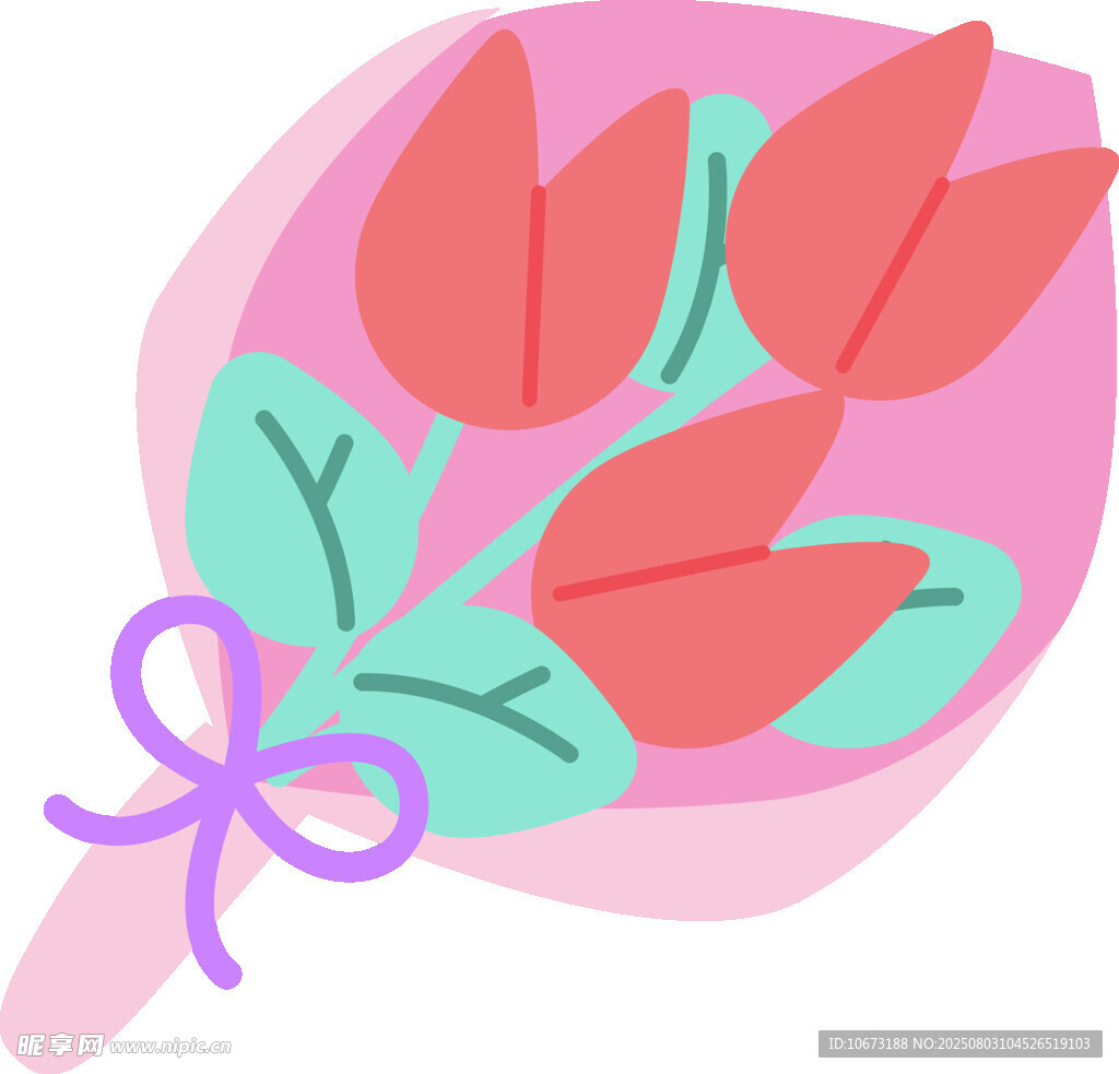 粉色系手绘郁金香花束