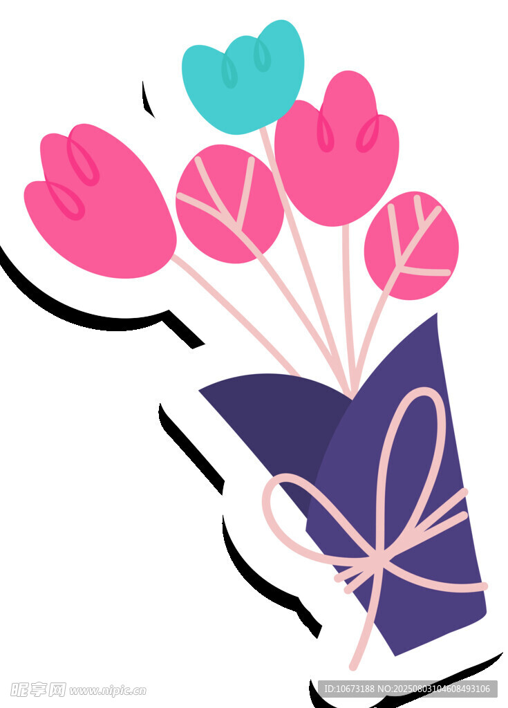 手绘爱心花束插画