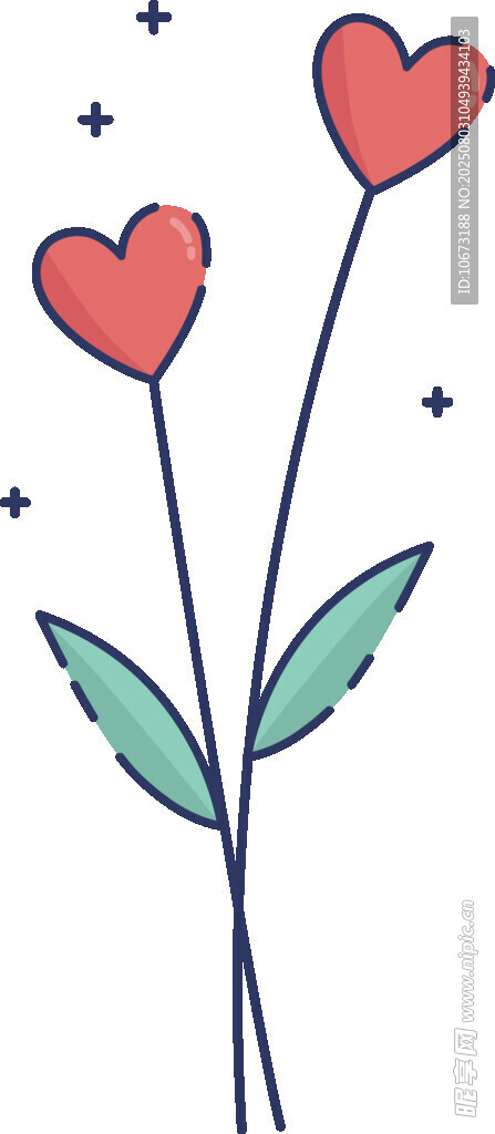 手绘爱心花朵插画