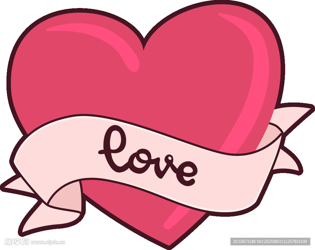 爱心带Love装饰图案