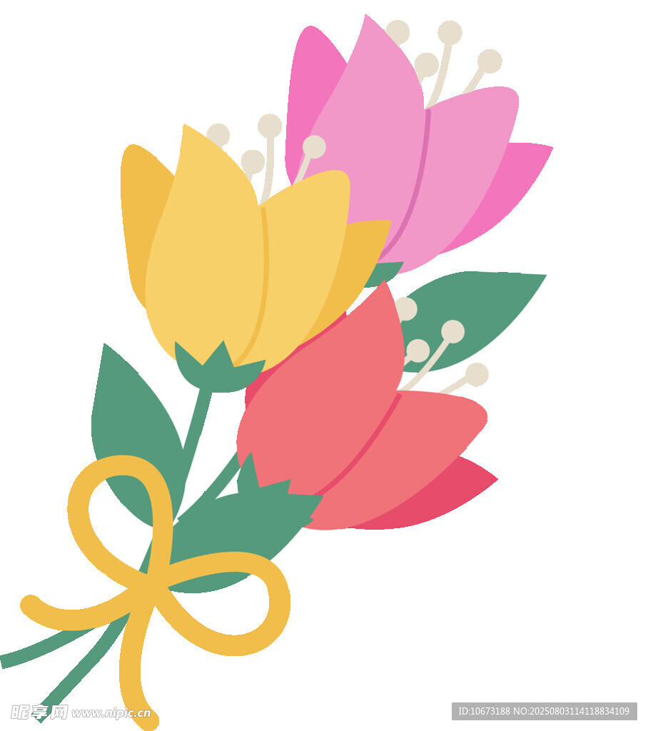 多彩花朵花束插画