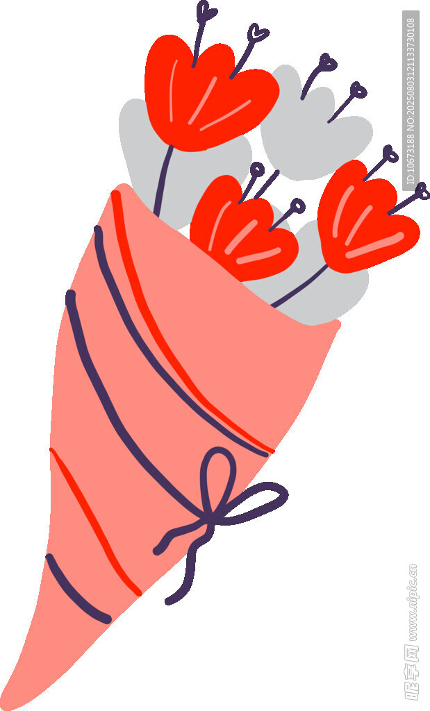 手绘爱心花束插画