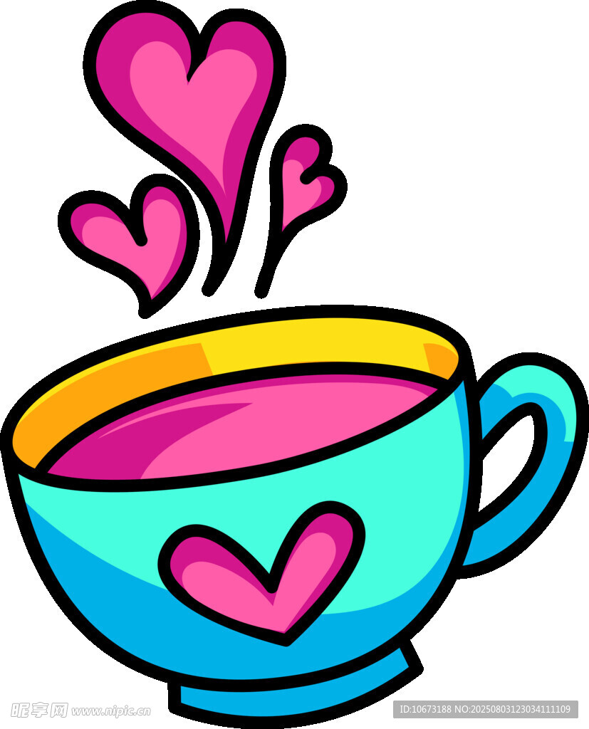 爱心茶杯插画
