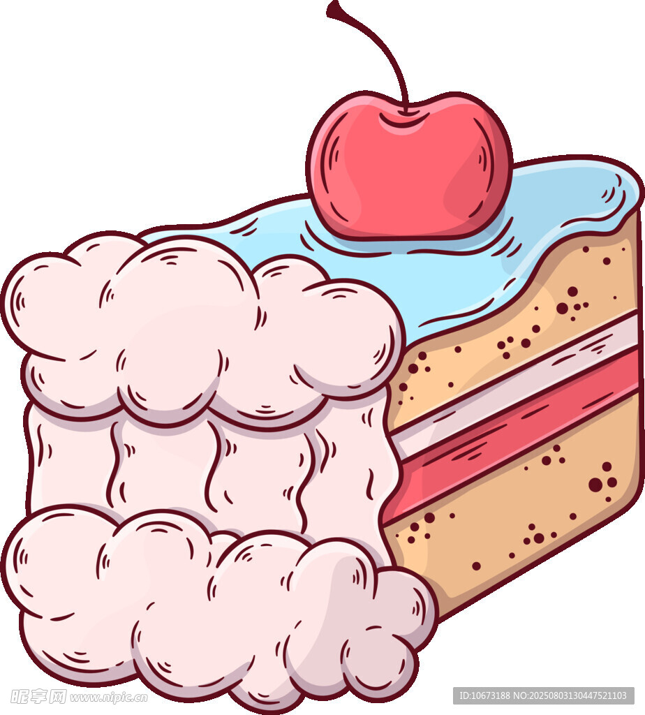 美味樱桃蛋糕插画