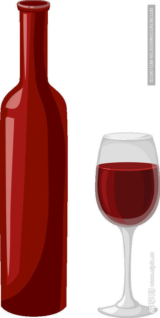 红葡萄酒瓶与酒杯