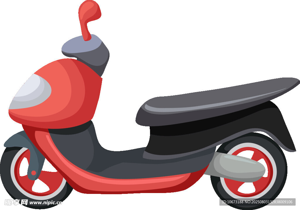 红色复古风电动踏板摩托车