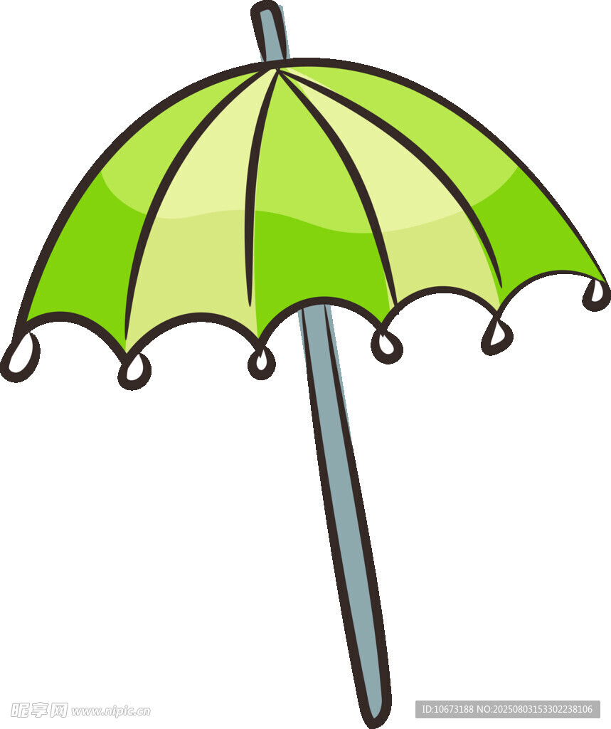 绿色卡通雨伞插画