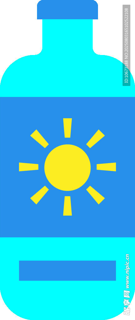 蓝色瓶身带太阳图案图标