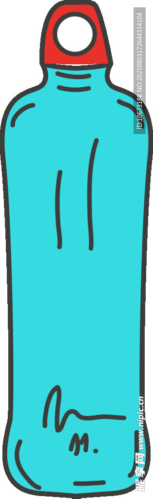 蓝色卡通水瓶插画