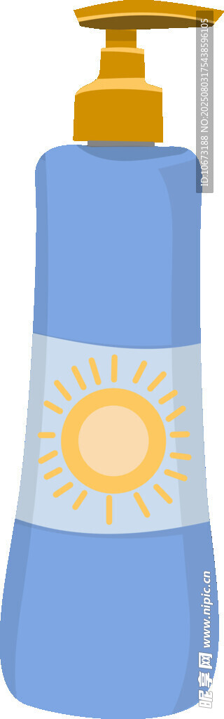 蓝色按压式太阳图案洗手液瓶