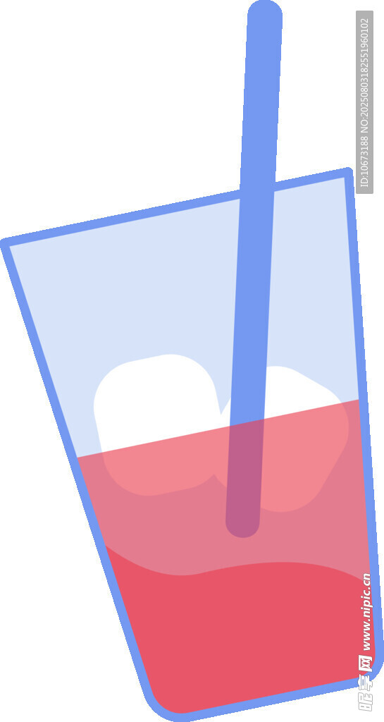 红色饮品插吸管玻璃杯