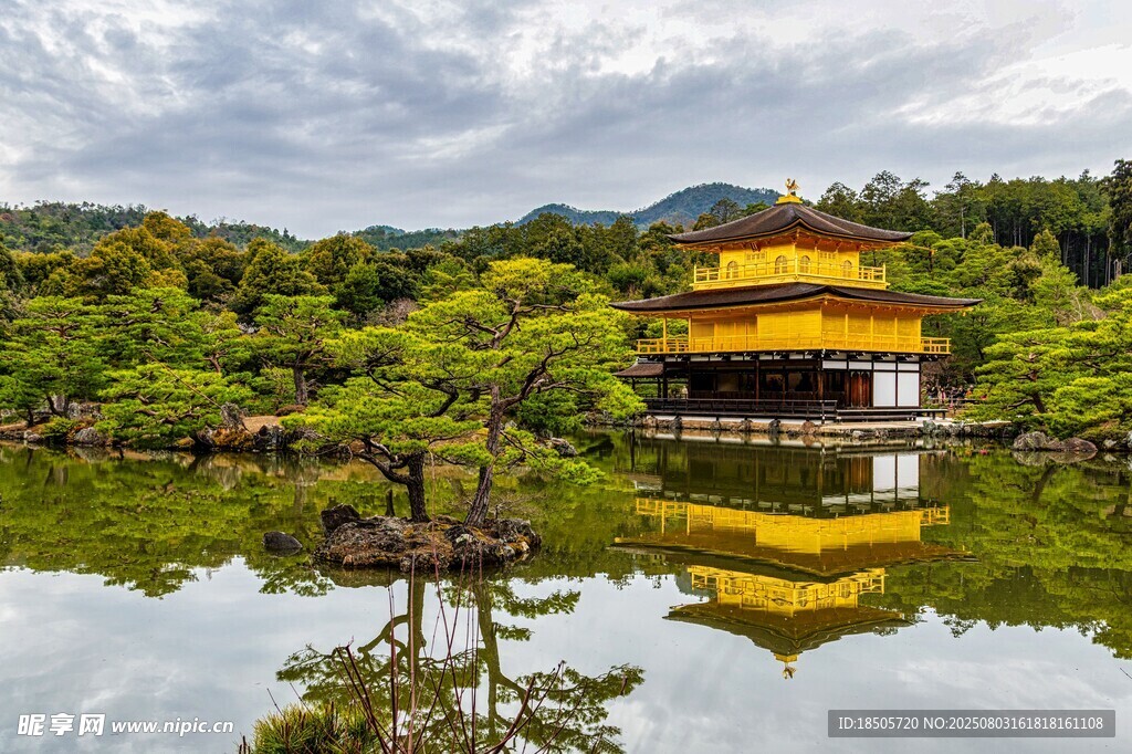湖畔金亭映景