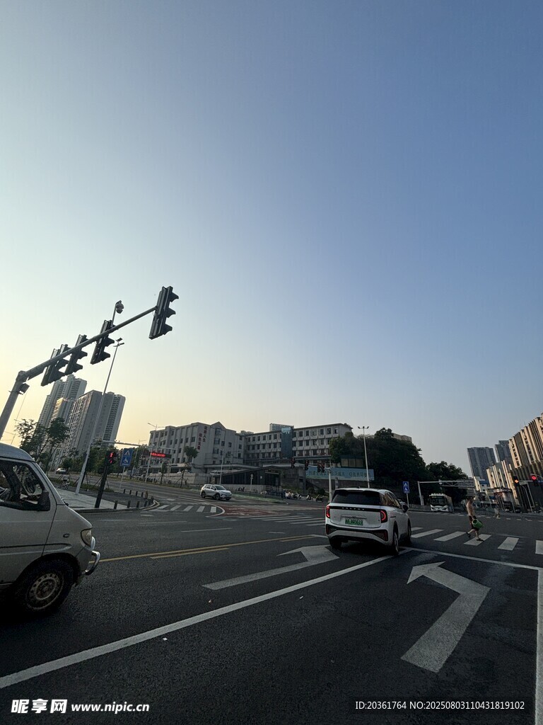 城市道路上的车辆与信号灯