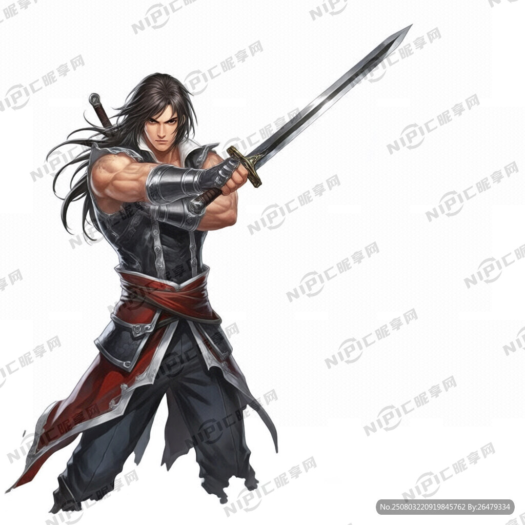 传奇游戏带刀人物炫酷 背景纯白