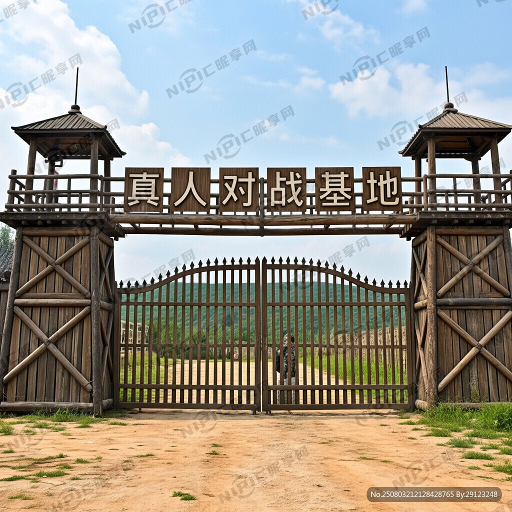 真人吃鸡对战大门 两边有岗哨