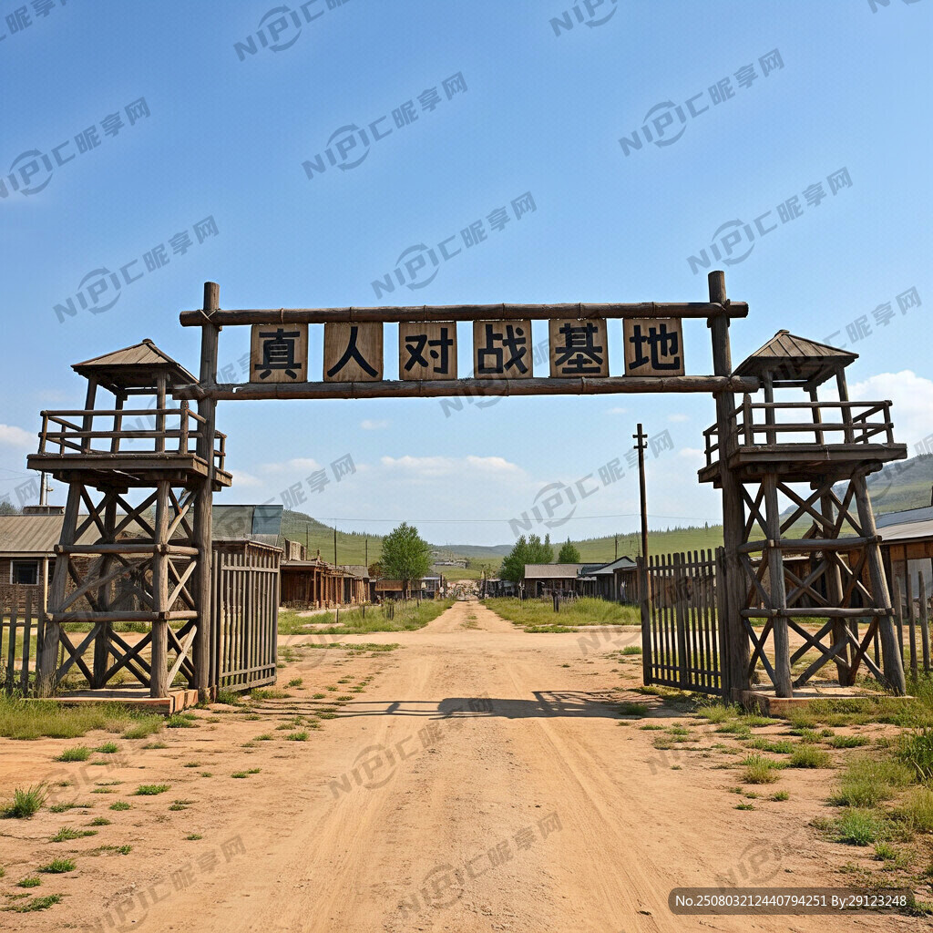 真人吃鸡对战大门 两边有岗哨