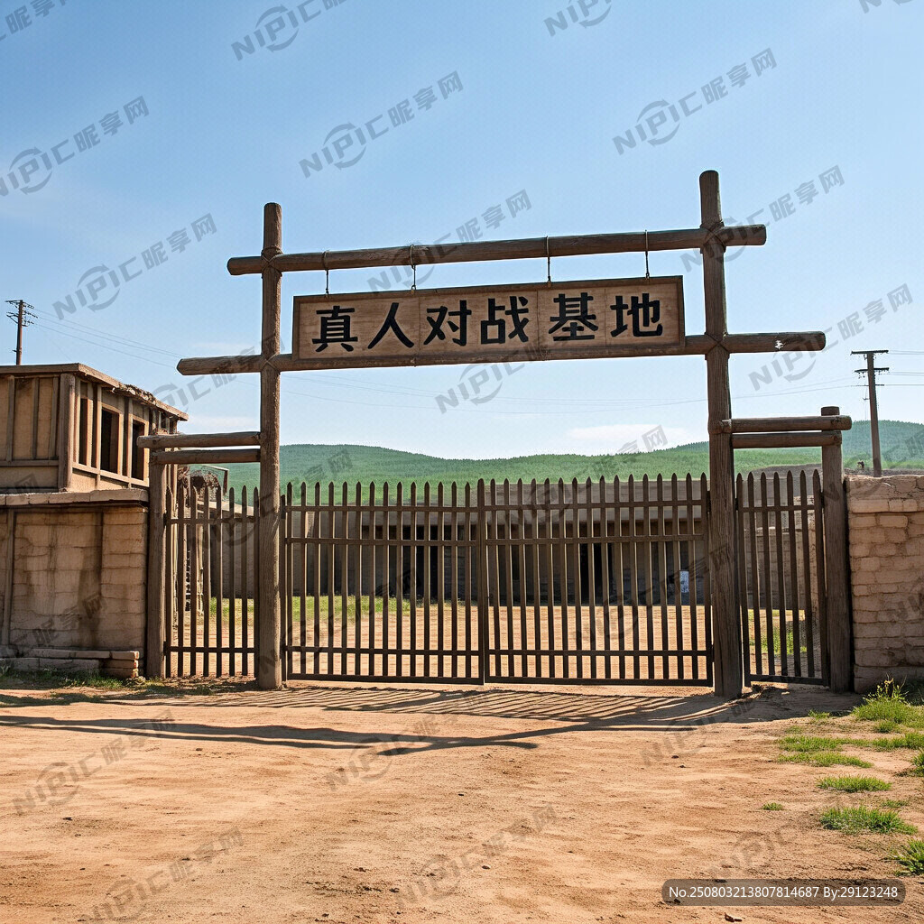 真人吃鸡对战大门 两边有岗哨