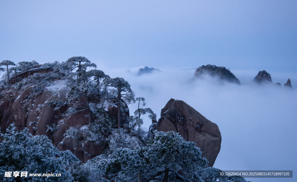 雾中礁石景观