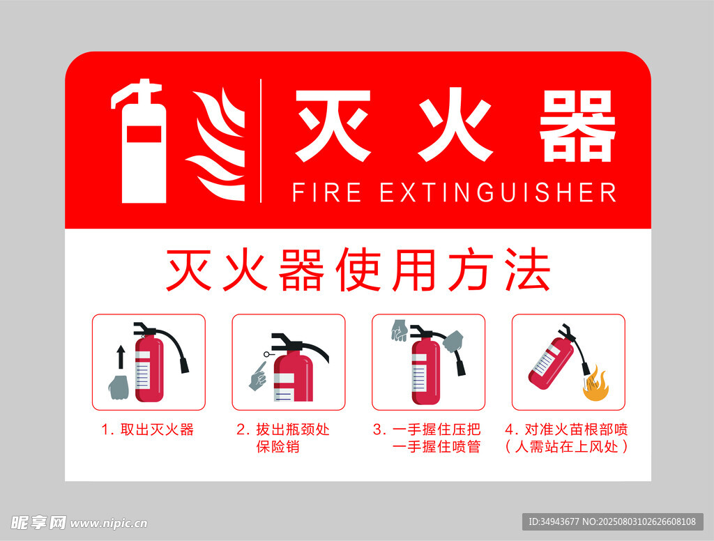 灭火器使用方法指示牌