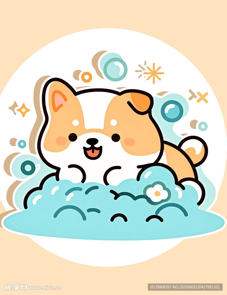 卡通柯基犬插图