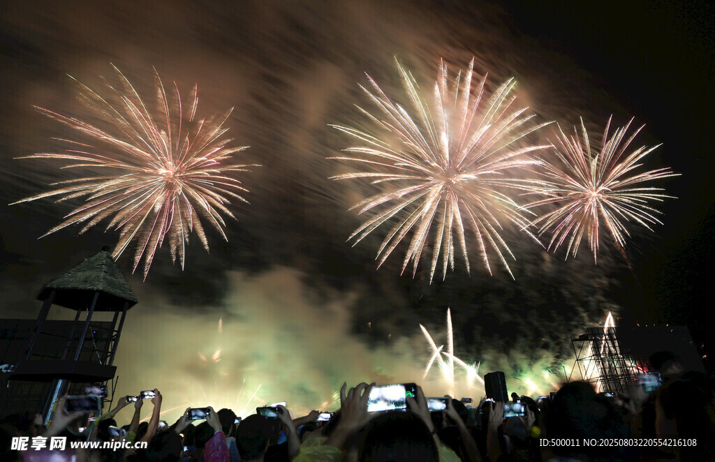 夜空中绚烂的烟花盛会