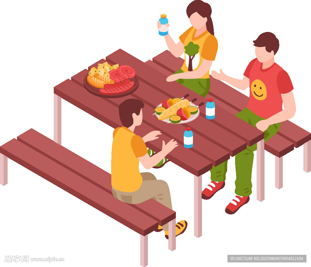 户外聚餐场景中的欢乐时刻