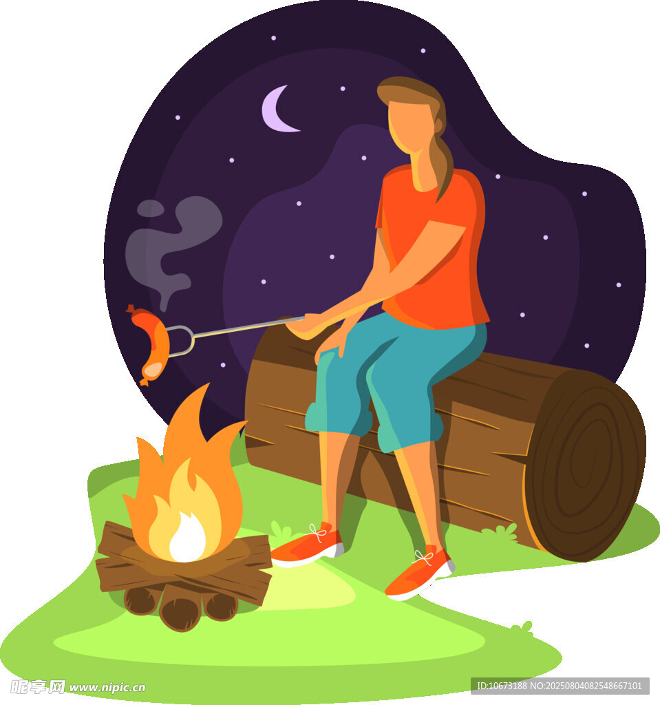 夜晚篝火旁的惬意时光