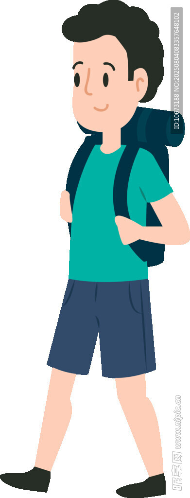 背着书包行走的少年