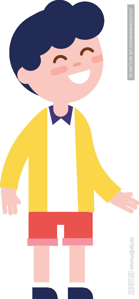穿黄外套的开心小男孩