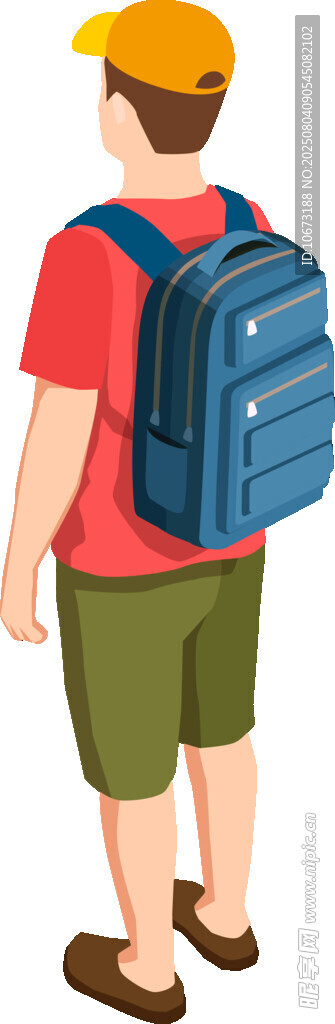 背着书包的小男孩背影