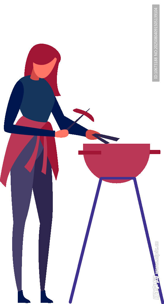女士户外惬意烧烤