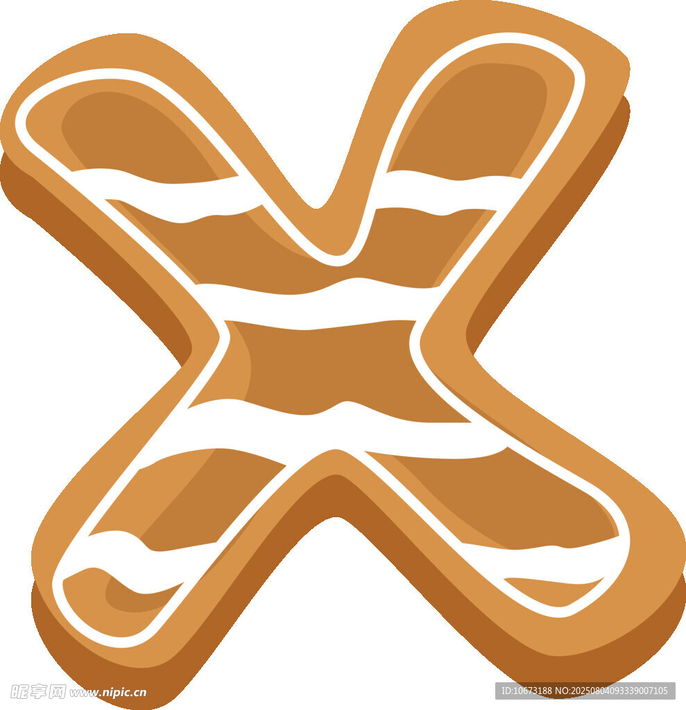 姜饼字母X造型甜点