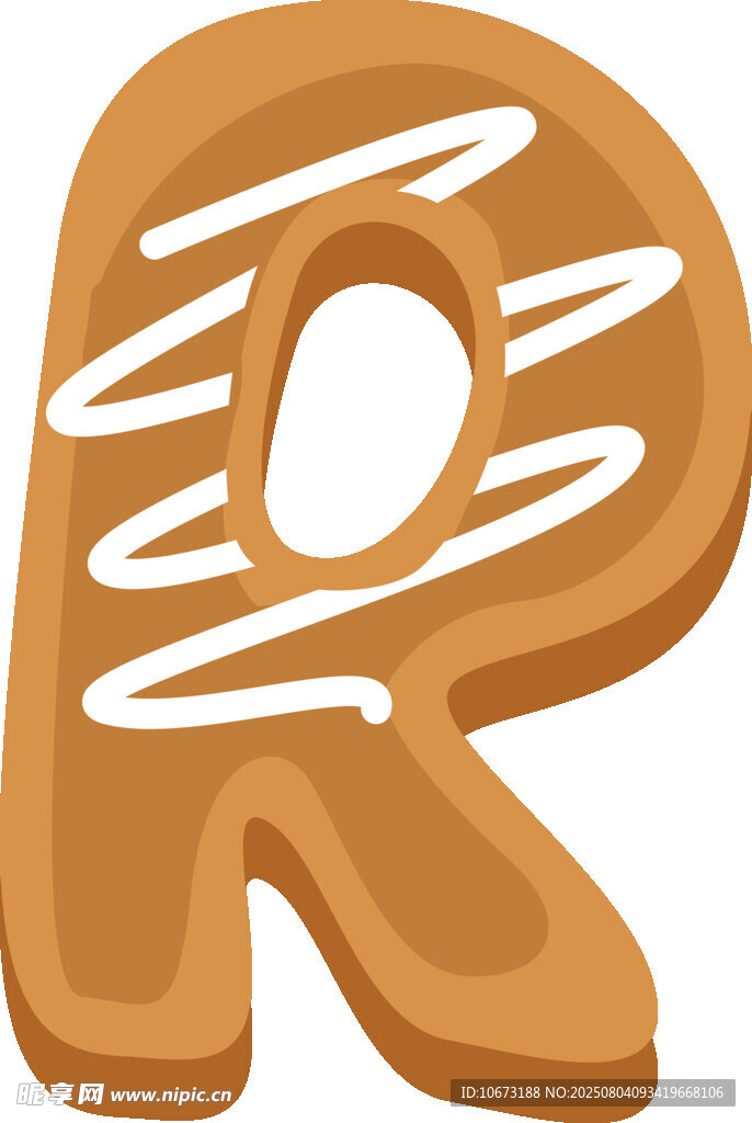 姜饼字母R造型甜点