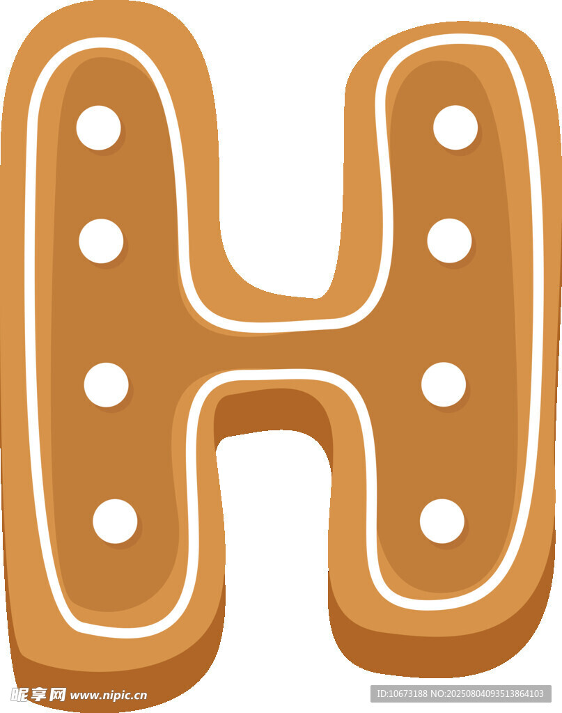 姜饼字母H造型甜点