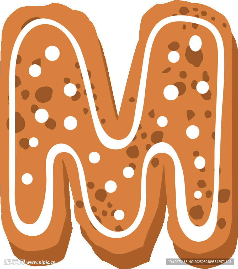 姜饼字母M造型甜点