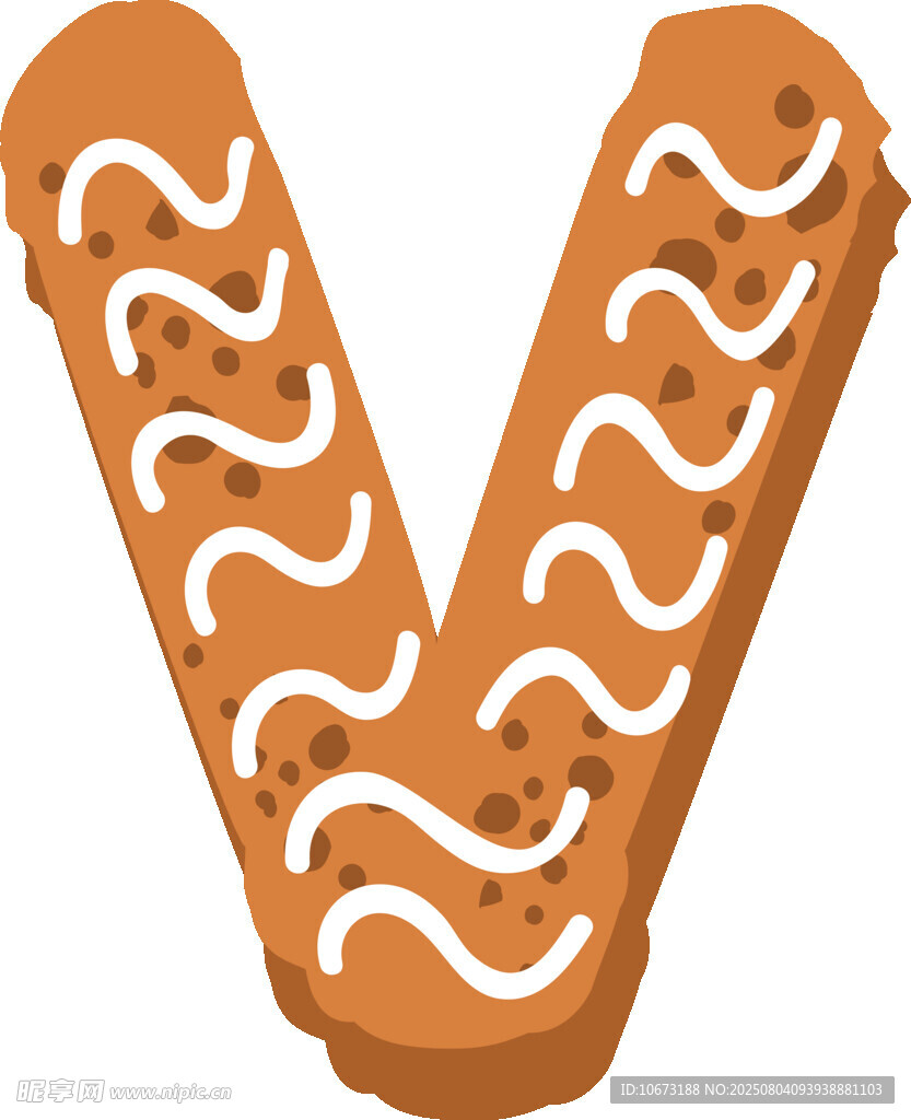 姜饼字母V造型甜点