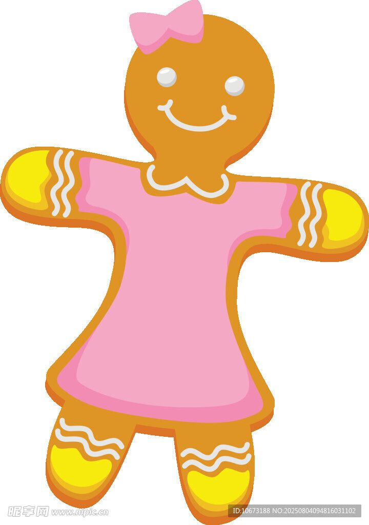 穿粉裙的可爱姜饼人女孩