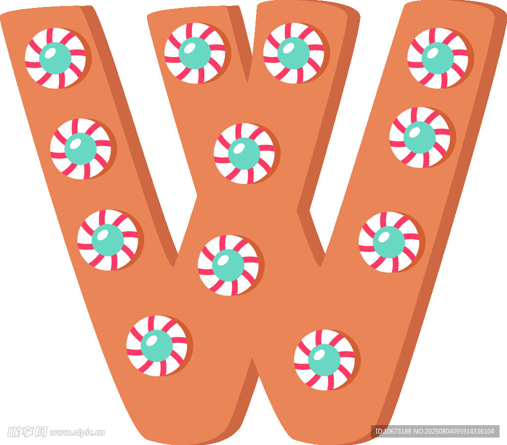 糖果装饰的字母W