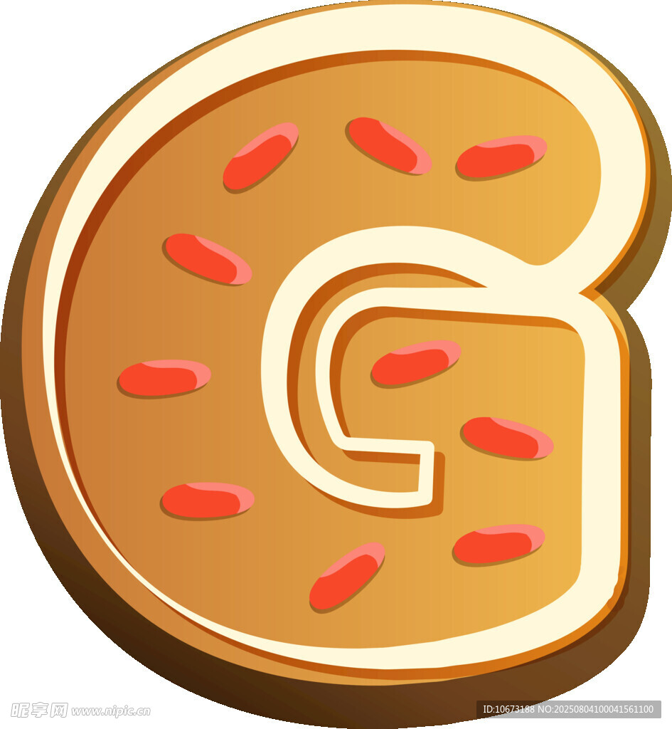 卡通风格字母G饼干图标