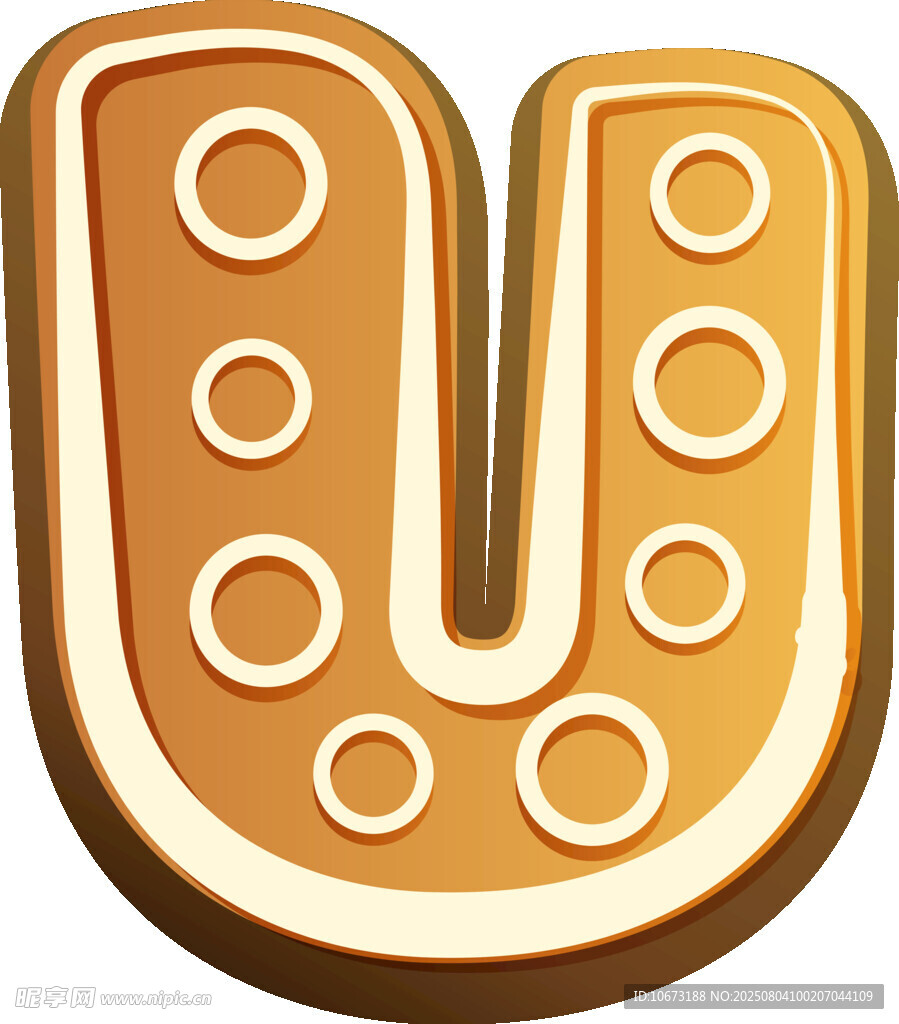 卡通风格字母U饼干图标
