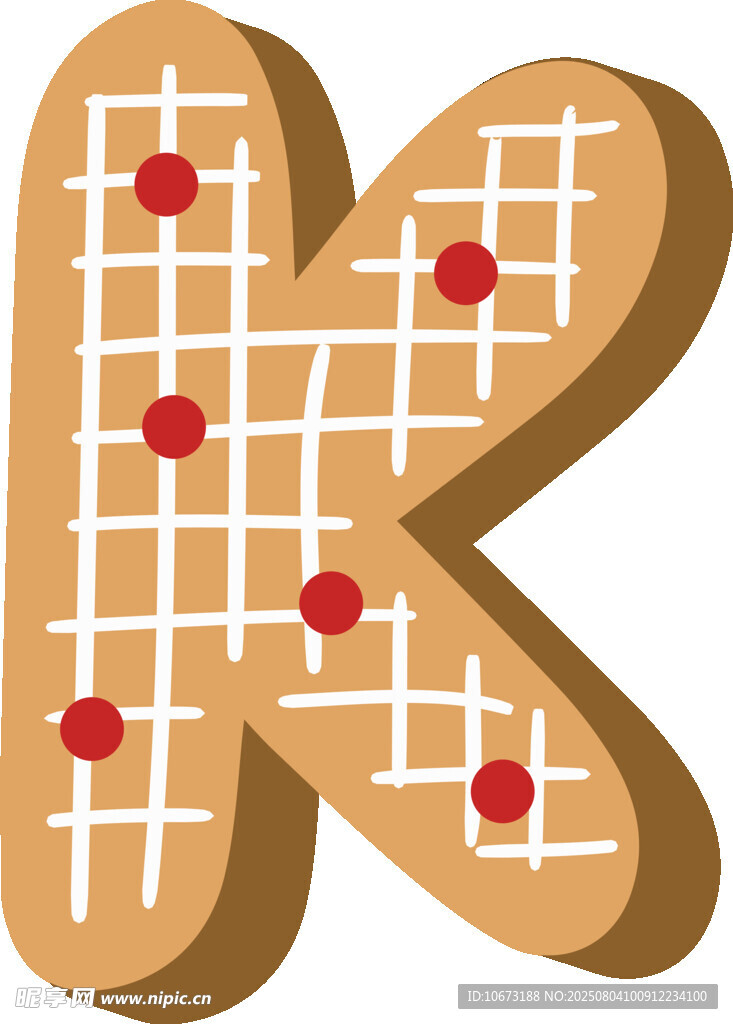 字母K造型的美味饼干