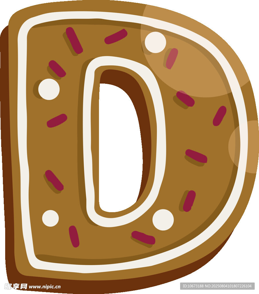 姜饼字母D甜点形象