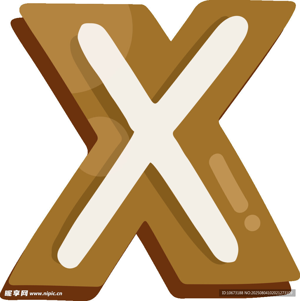 卡通风格棕色字母X图标