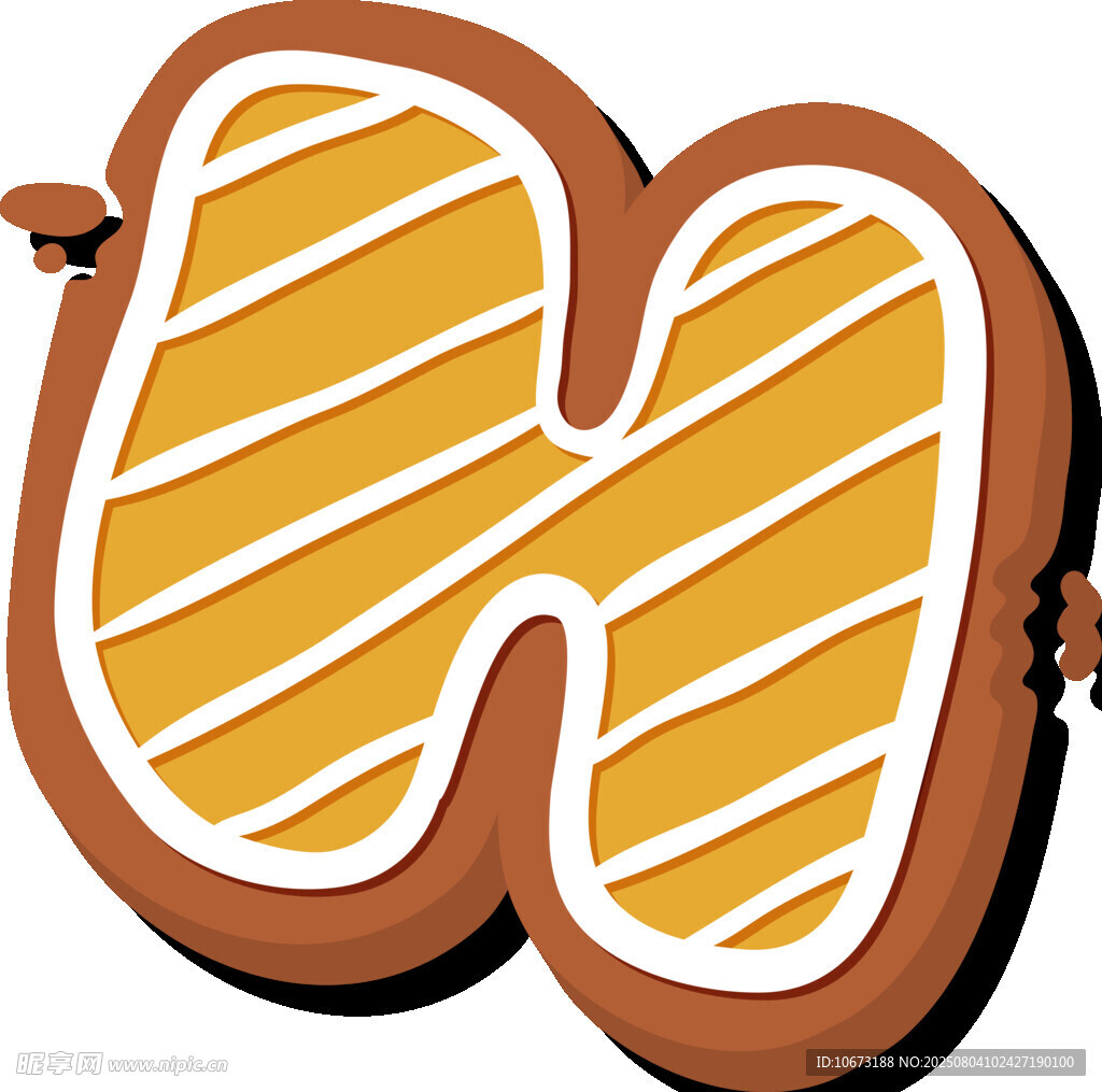 姜饼风格字母H装饰图案